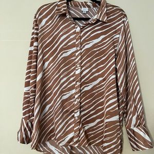 a new day zebra print button down